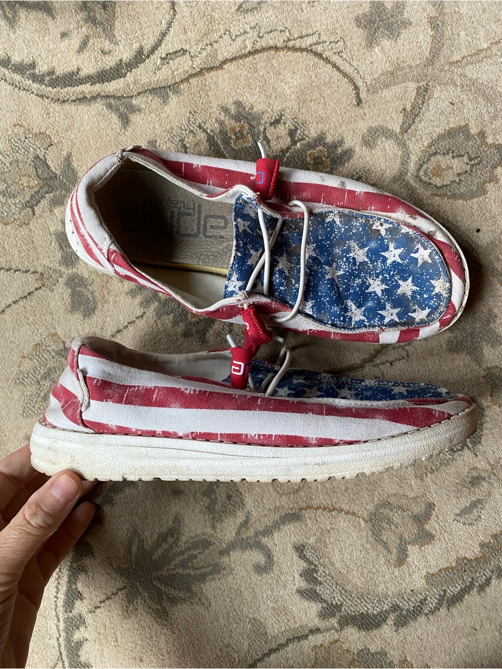 Hey Dude Wendy Star Spangled American flag shoes Size US 7 euro 38